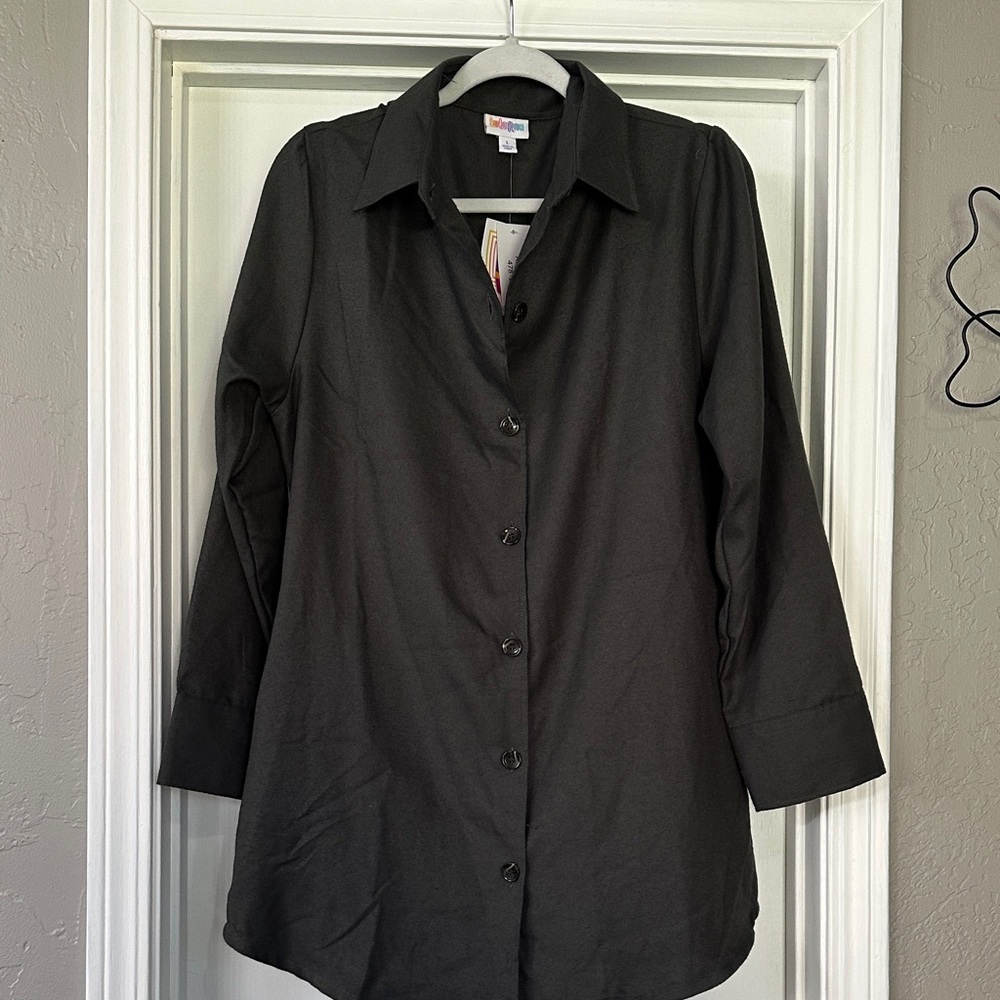 LulaRoe  Abigail Button-Up Shirt / Jacket  Dark Grey